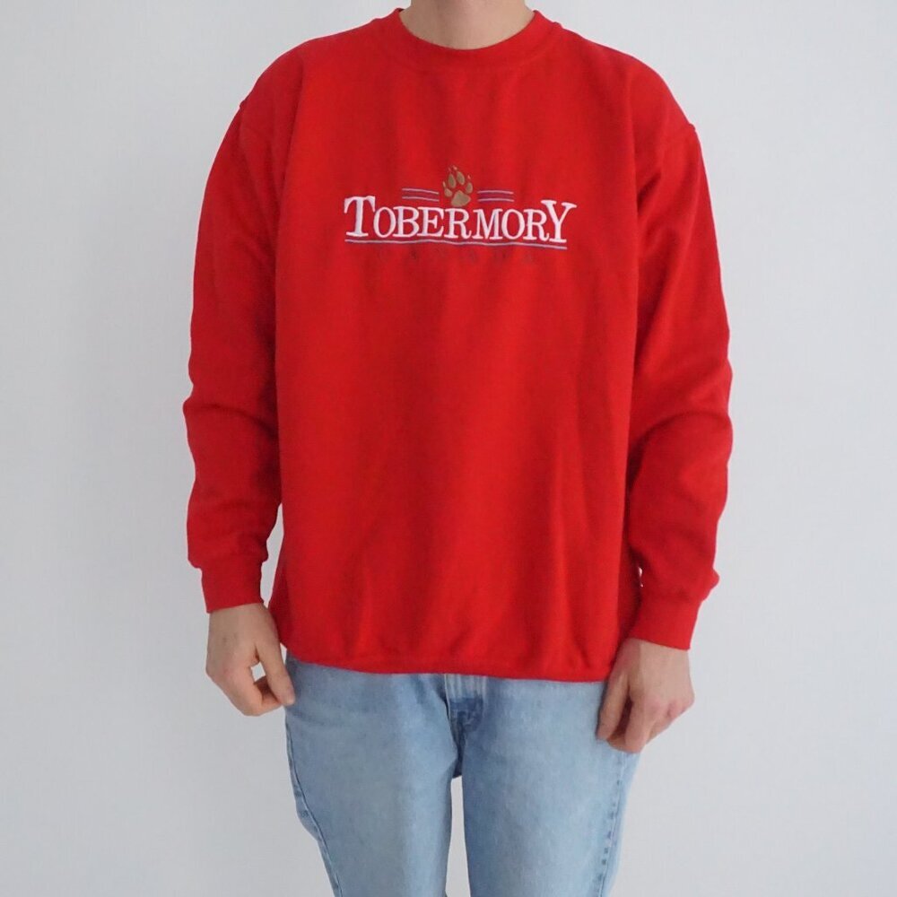 Vintage Ideal Tobermory Red Embroidered Logo Heritage Crewneck Sweatshirt XL